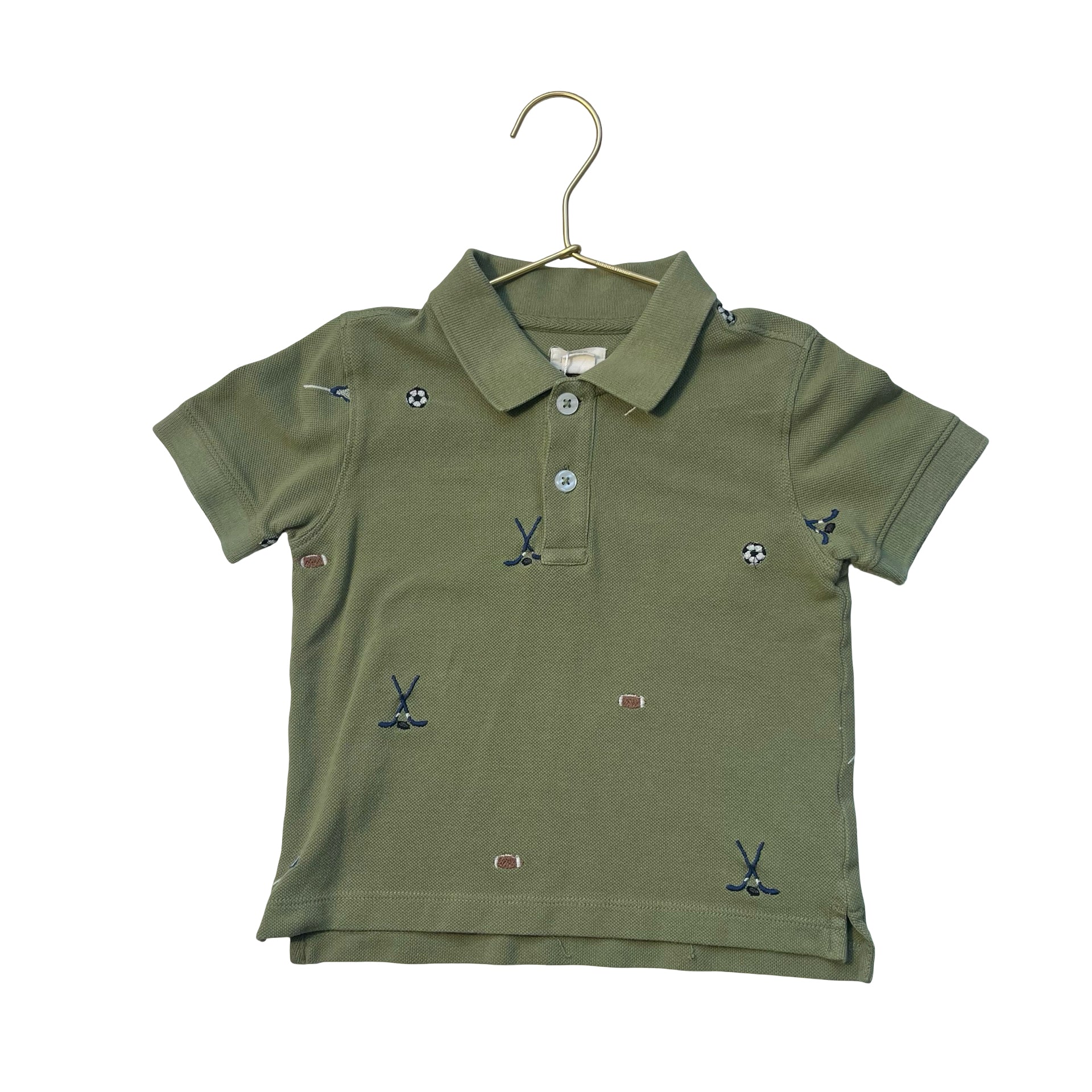 Blue Rooster Olive Green Embroidered Sports Polo Shirt - Size 3Y