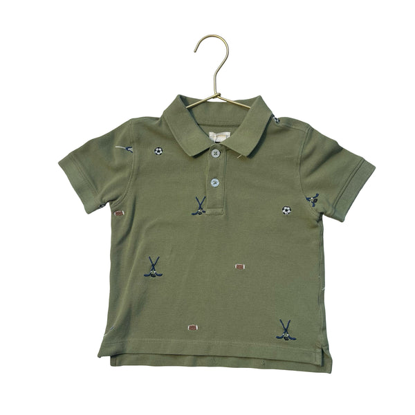 Blue Rooster Olive Green Embroidered Sports Polo Shirt - Size 3Y