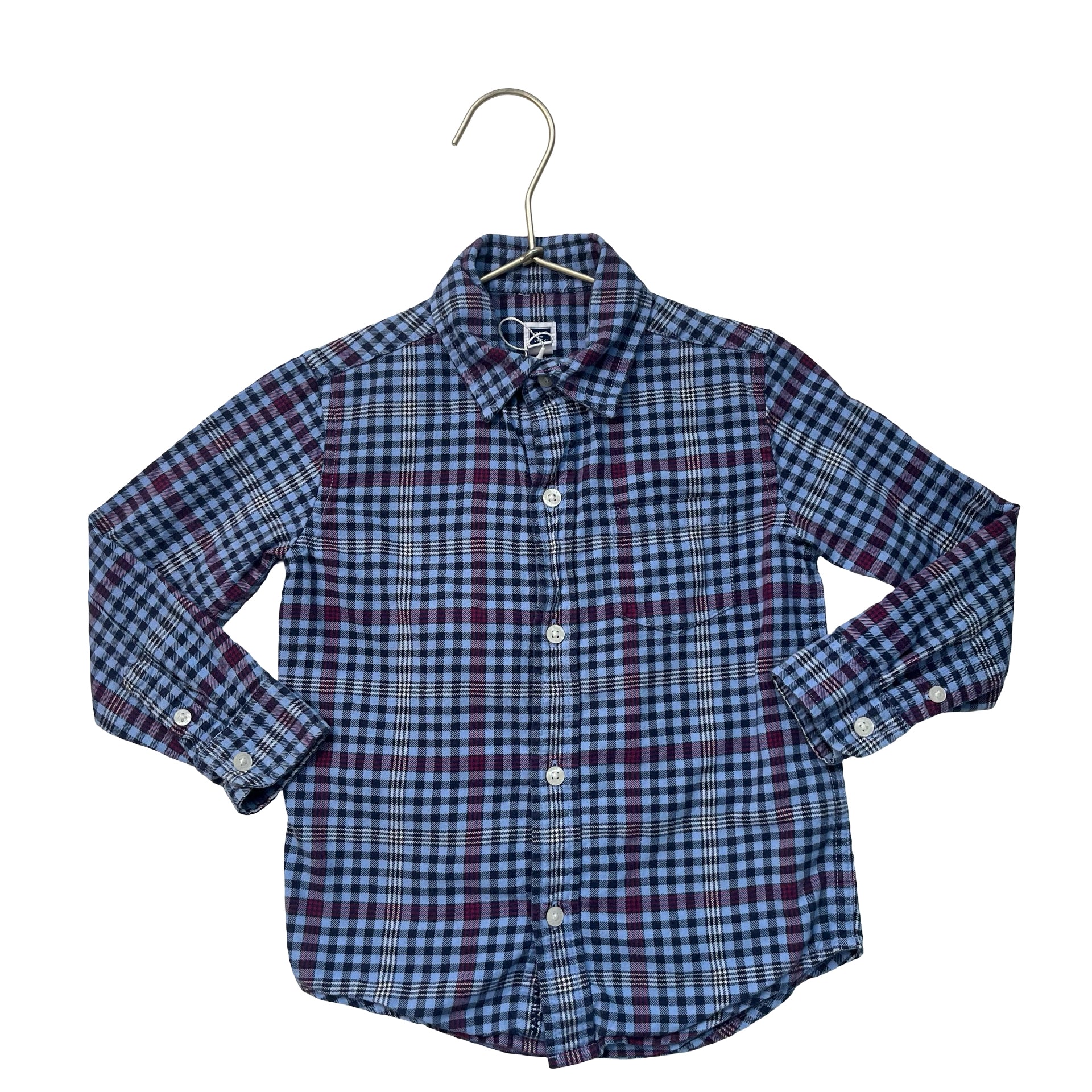 Janie and Jack Blue, Navy, Red Plaid Button Down Shirt - Size 3