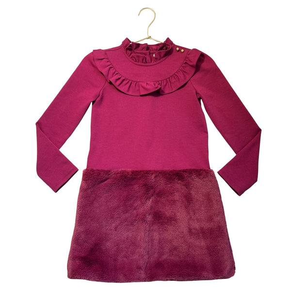 Janie and Jack Plum Faux Fur Dress - Size 8