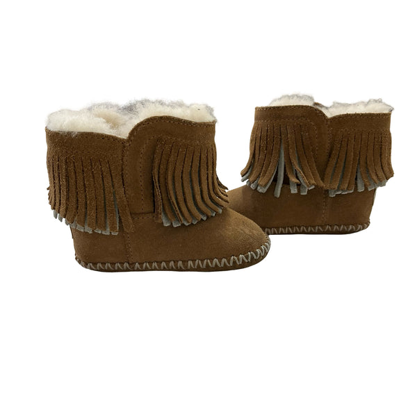 UGG Chestnut & Silver Fringe Booties - Size 2-3