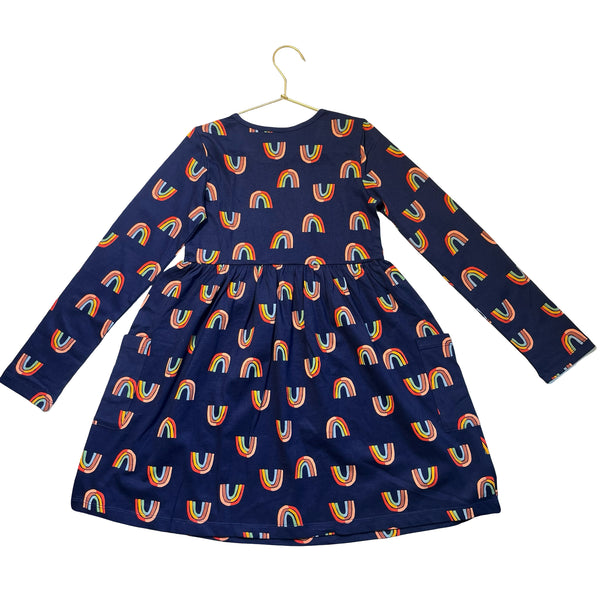 Hanna Andersson Navy Rainbow Print Dress - Size 8