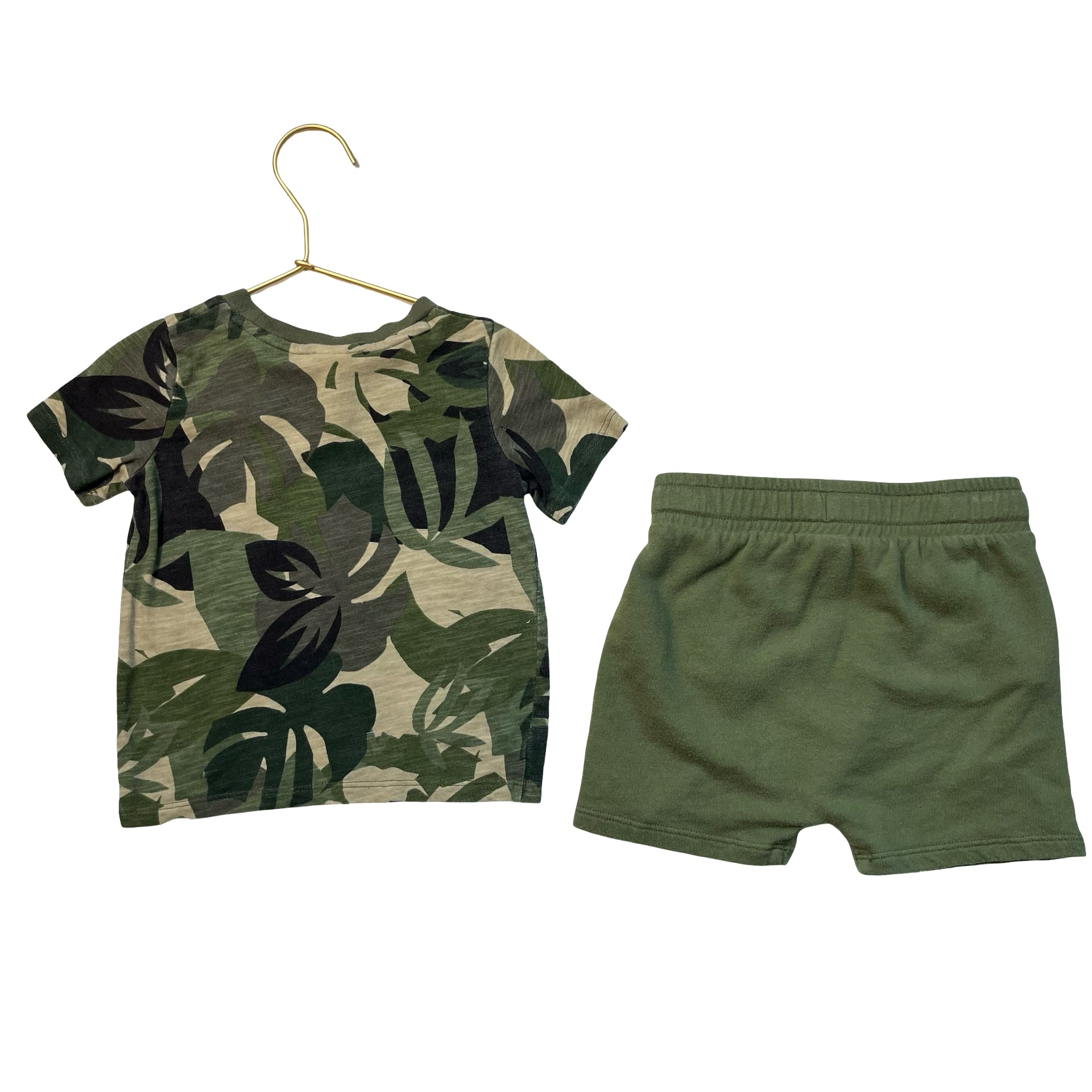 Tucker & Tate Olive Green Shorts & Camo T-Shirt Set - Size 18 Mo