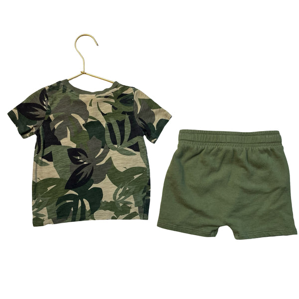 Tucker & Tate Olive Green Shorts & Camo T-Shirt Set - Size 18 Mo