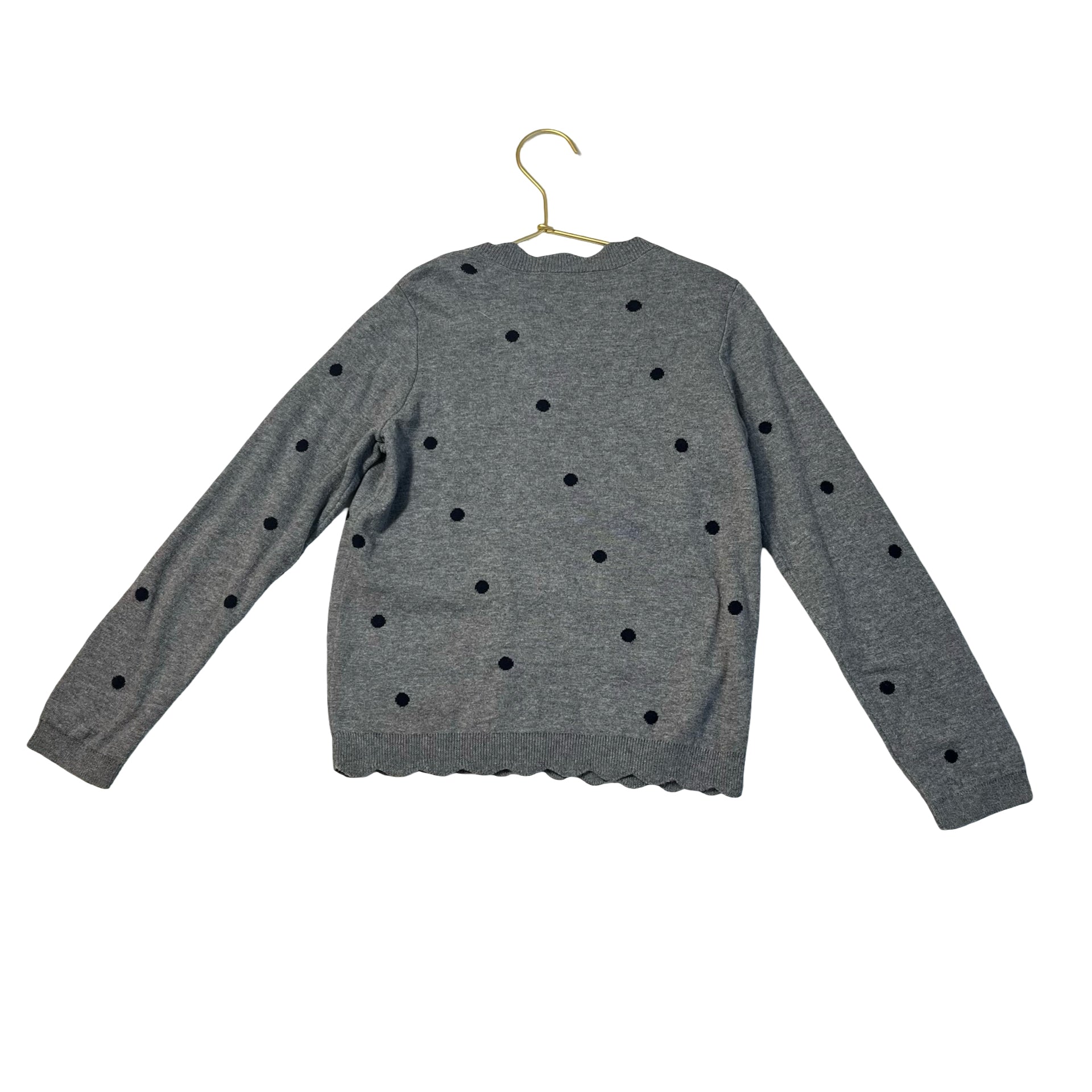 Jacadi Gray & Navy Polka Dot Cardigan Sweater - Size 8A