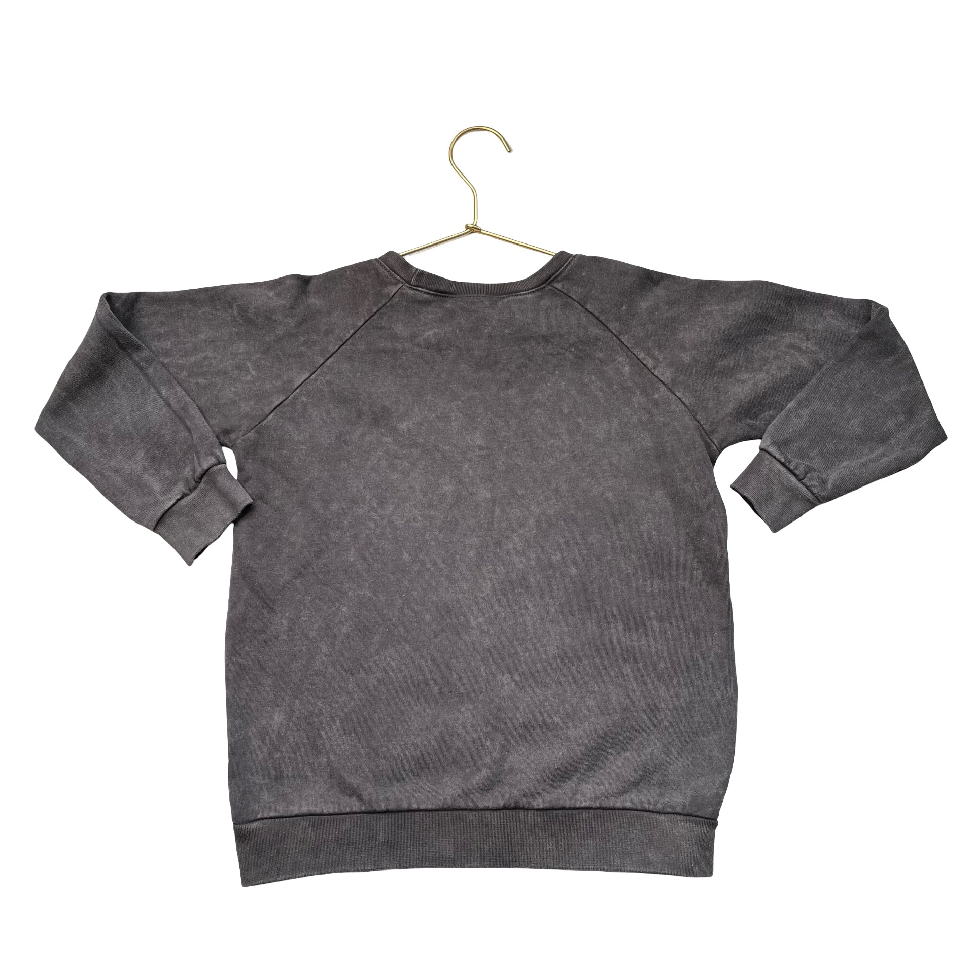 Tiny Whales Dark Gray Vintage Wash Check Smiley Graphic Sweatshirt - Size 6Y