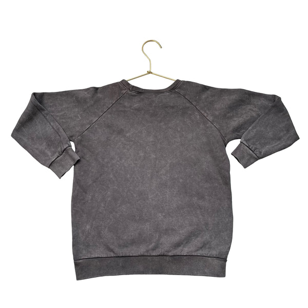 Tiny Whales Dark Gray Vintage Wash Check Smiley Graphic Sweatshirt - Size 6Y