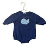 Angel Dear Navy Whale Applique Bubble Romper - Size 6-12 Mo
