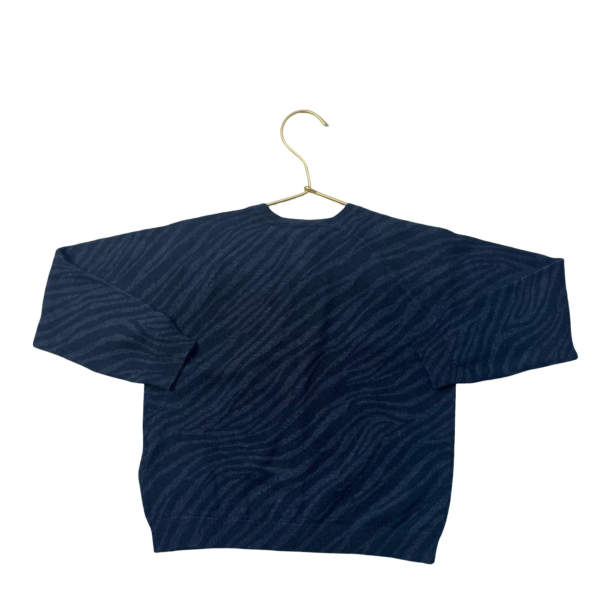 Bonton Navy & Blue Zebra Pattern Cotton-Wool Cardigan Sweater - Size 6