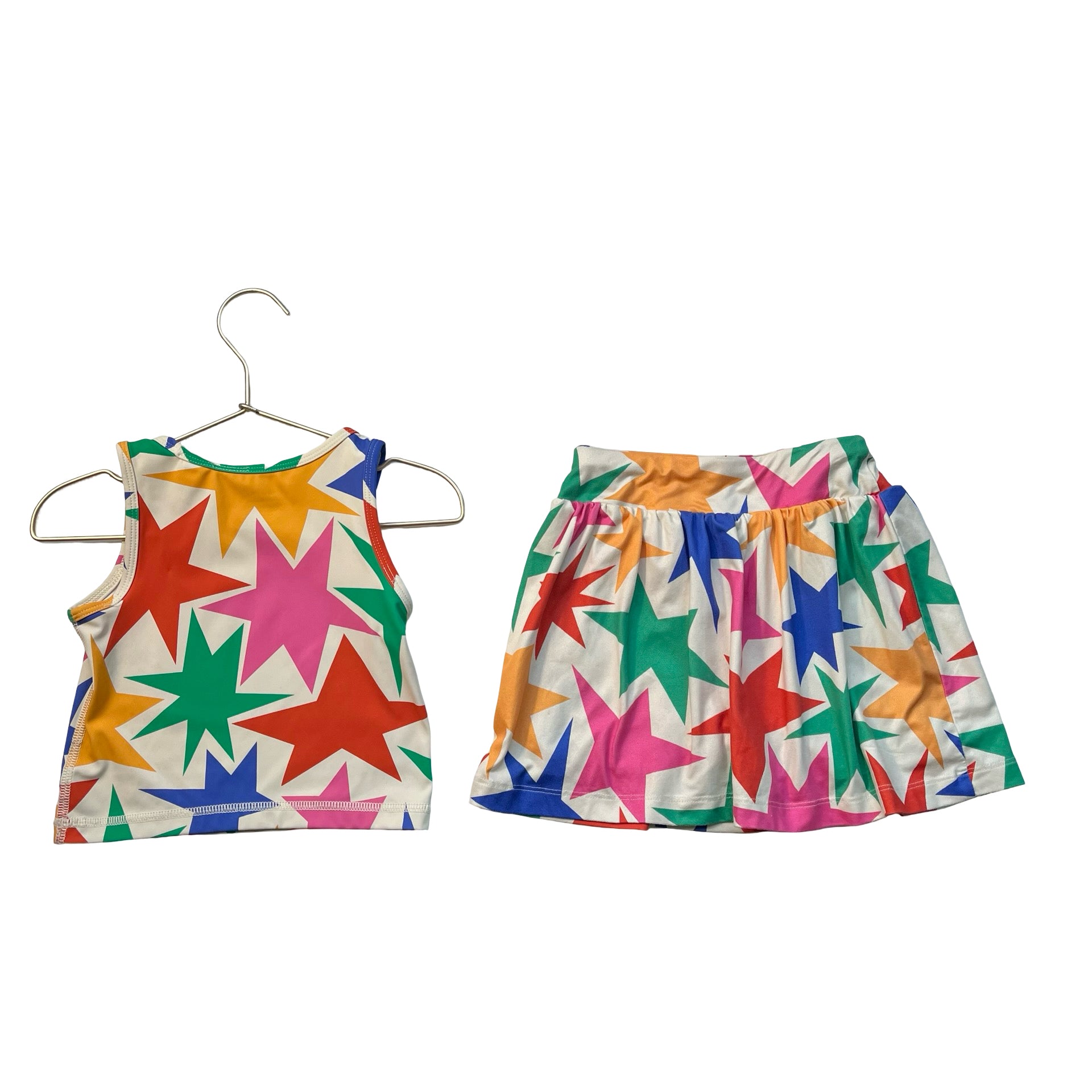 Hanna Andersson Colorful Star Print Athletic Tank & Skort Skirt Set - Size 4