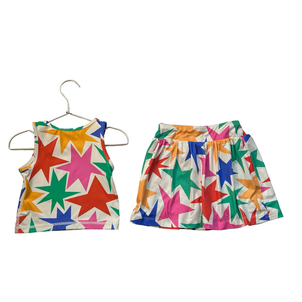 Hanna Andersson Colorful Star Print Athletic Tank & Skort Skirt Set - Size 4