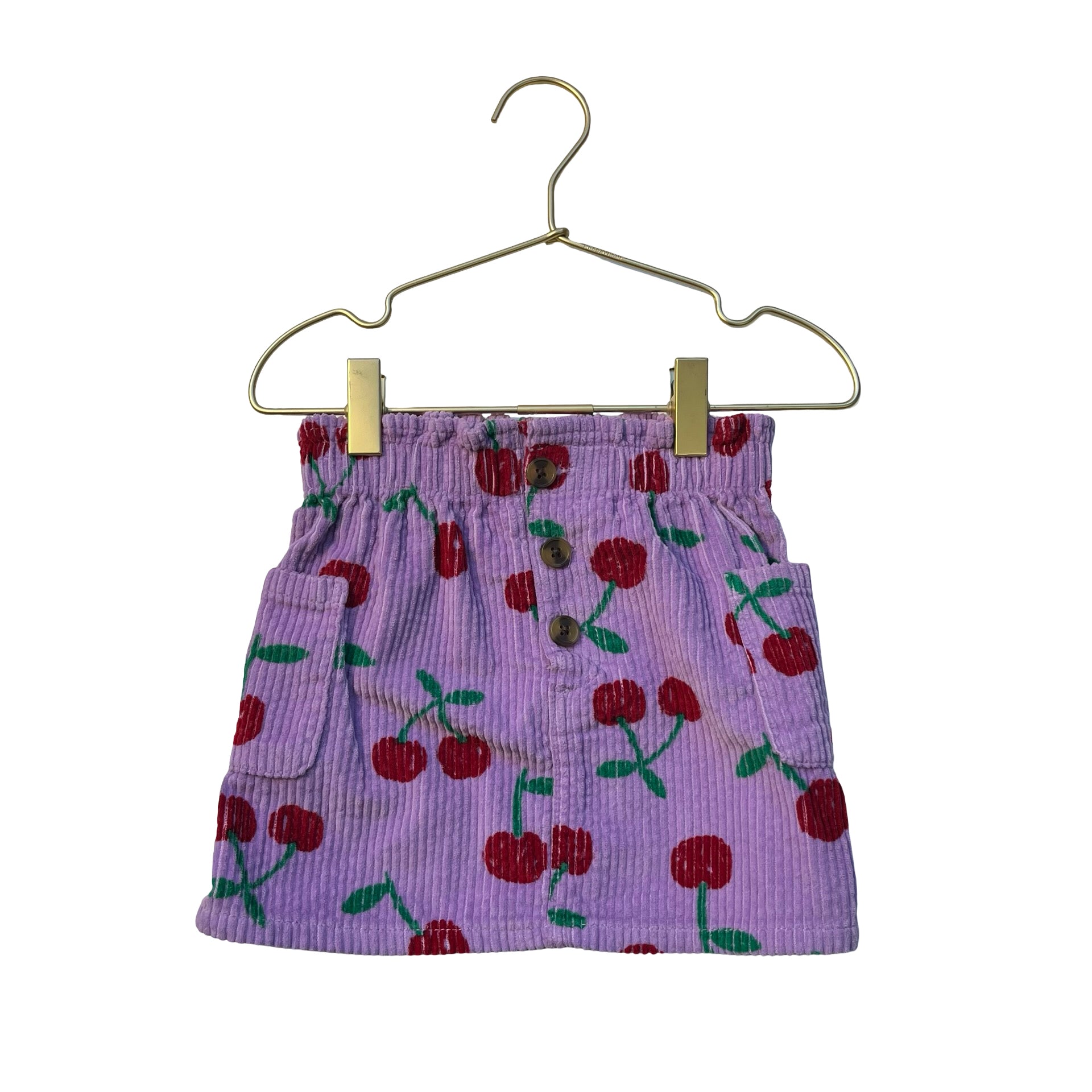 Old Navy Purple & Red Cherry Print Corduroy Skirt - Size 2T