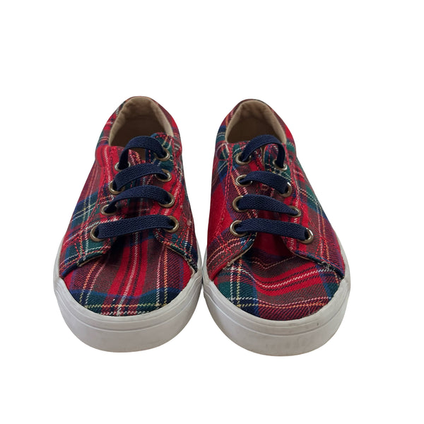 Janie and Jack Red Tartan Plaid Sneakers - Size 8