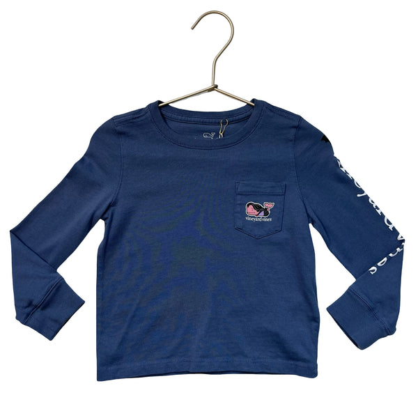 Vineyard Vines Blue Halloween Vampire Whale Graphic Shirt - Size 2T