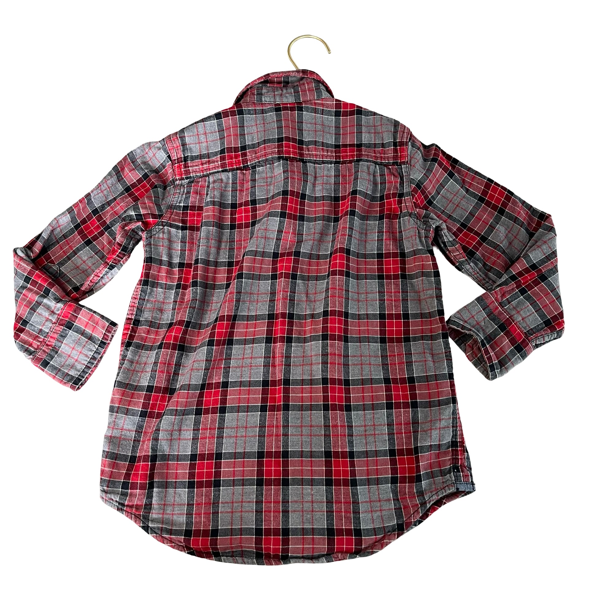 Gap Kids Red, Gray, Black Plaid Button Down Shirt - Size XS 4-5