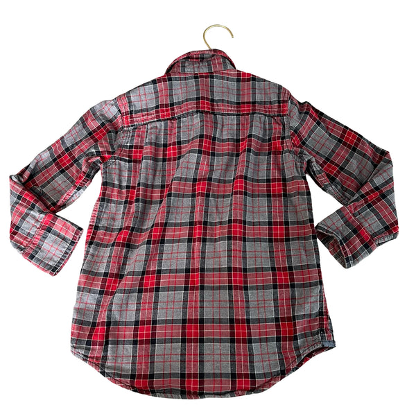 Gap Kids Red, Gray, Black Plaid Button Down Shirt - Size XS 4-5