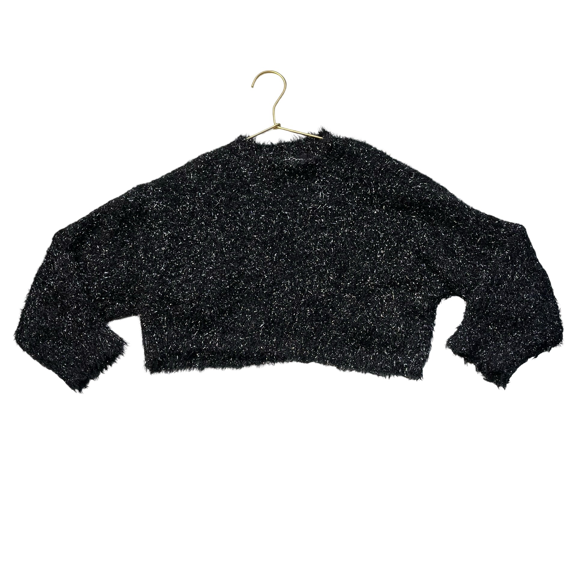Art Class Black & Silver Cropped Eyelash Sweater - Size S 6-7