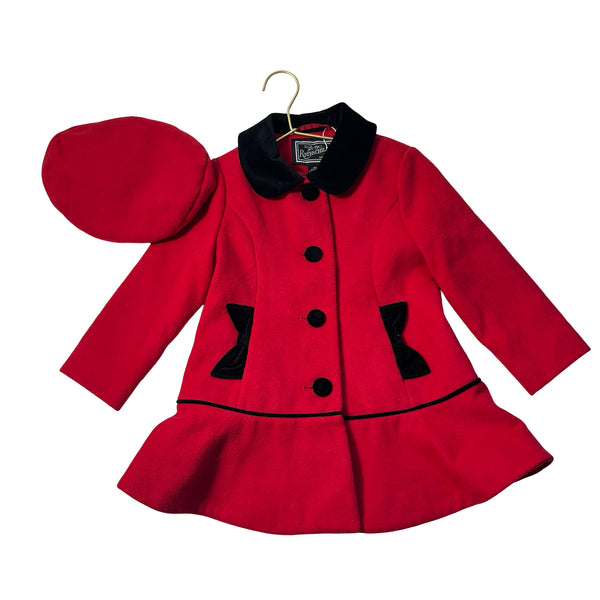 Rothschild Red Coat & Beret, Black Velvet Trim - Size 4T LP