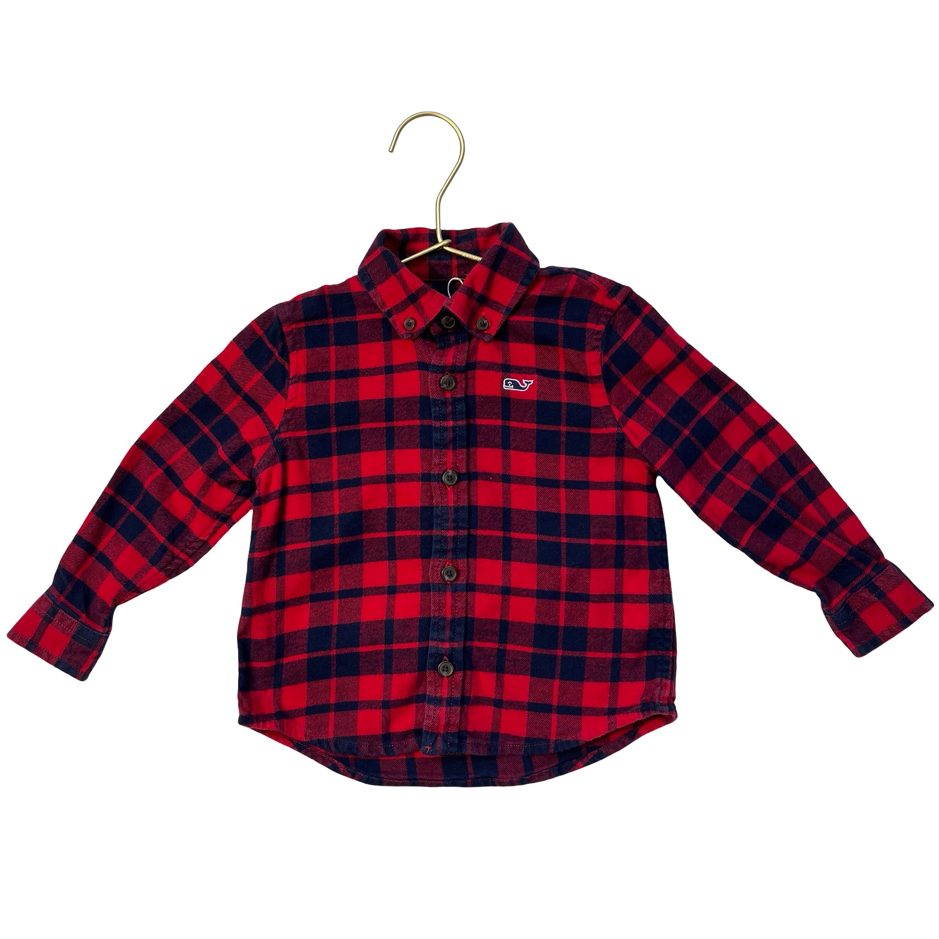 Vineyard Vines Red & Navy Plaid Flannel Button Down Shirt - Size 2T