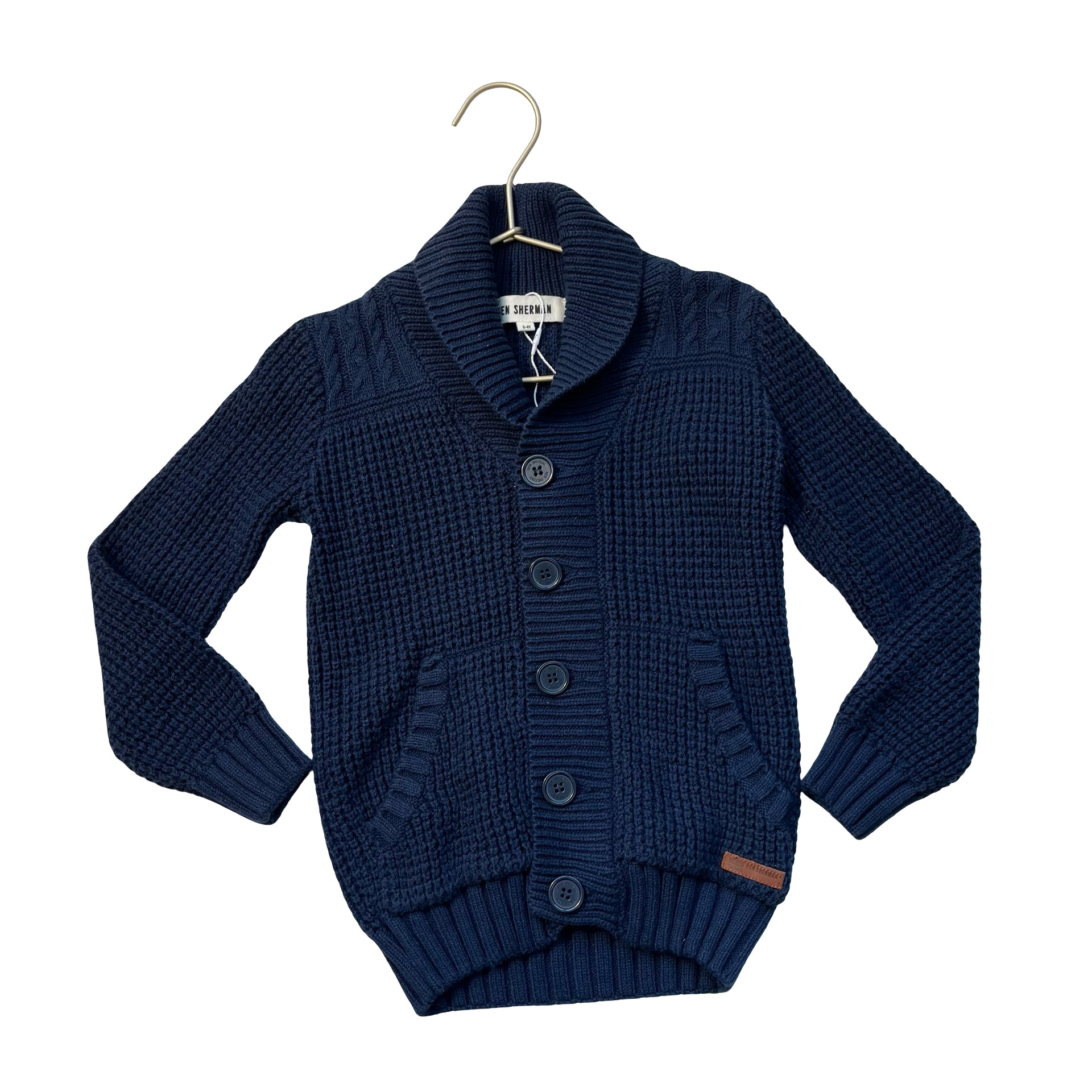 Ben Sherman Navy Shawl-Neck Cardigan Sweater - Size 3-4Y