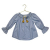 Peek Navy Striped Embroidered Blouse - Size 2T