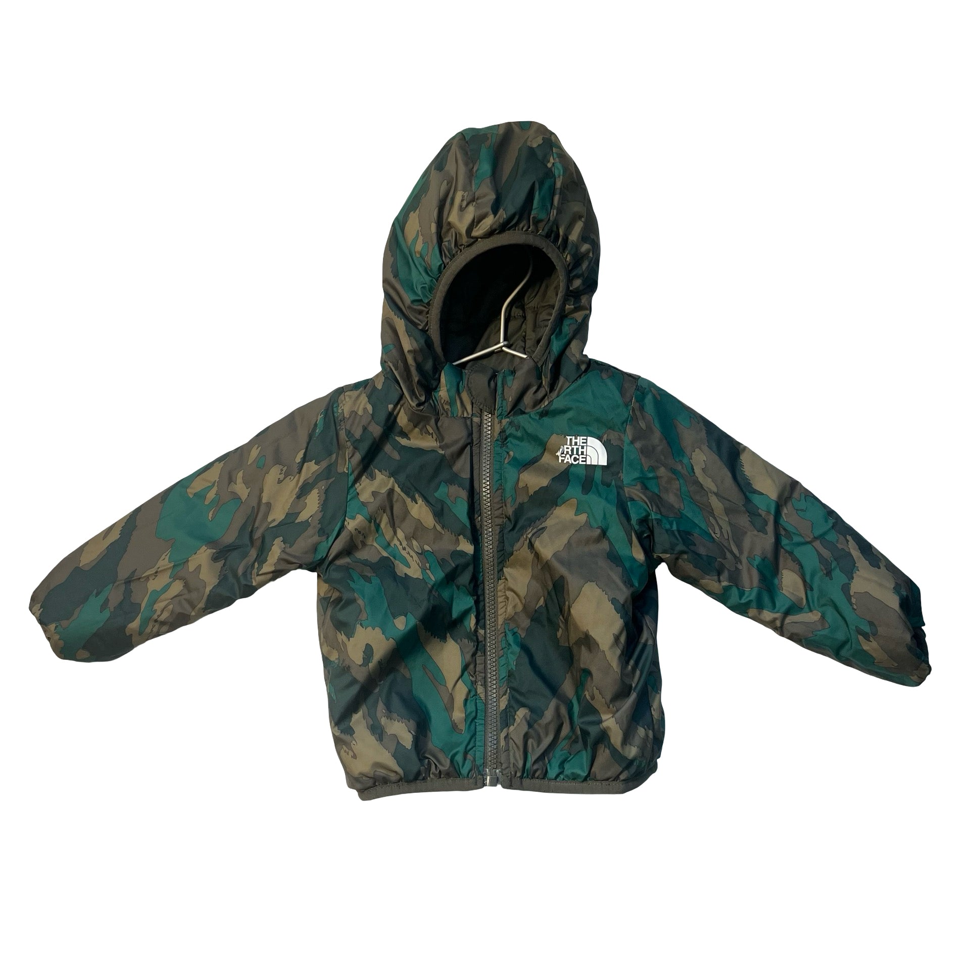 North Face Reverisle Olive Puffer & Camo Hooded Jacket - Size 12-18 Mo ESTIMATED