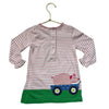 Baby Boden Pink Striped Farm Animal & Tractor Applique Dress - Size 12-18 Mo