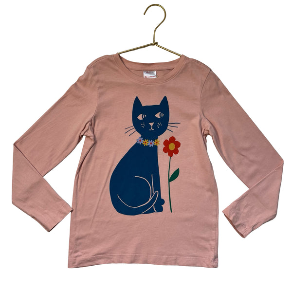 Hanna Andersson Pink Cat Graphic Shirt - Size 6-7