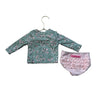 Ruffle Butts Green Floral & Pink Striped Seersucker 2 Piece Swim Suit - 3-6 Mo