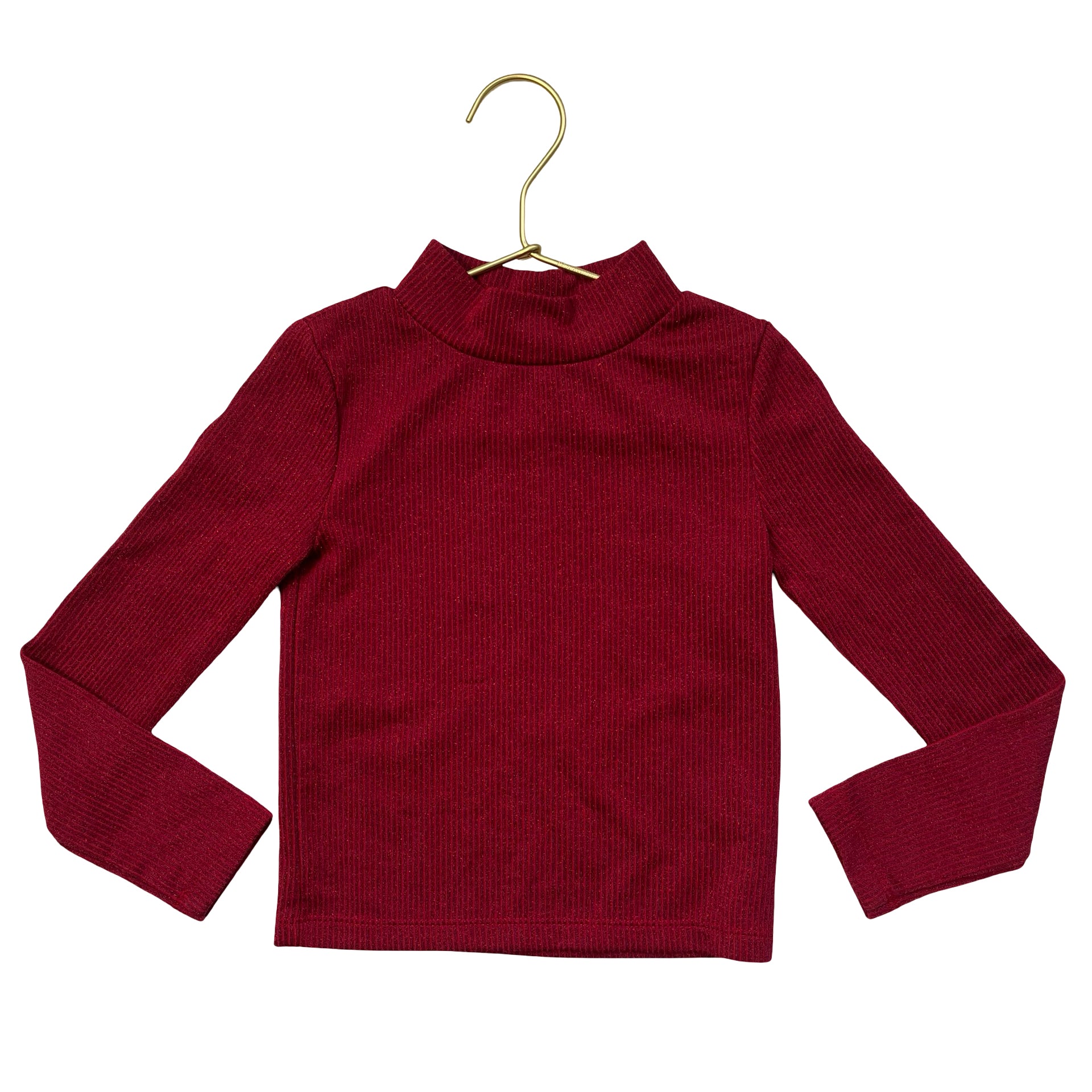 Baby Gap Red Metallic Ribbed Mock Neck Top - Size XS 4-5