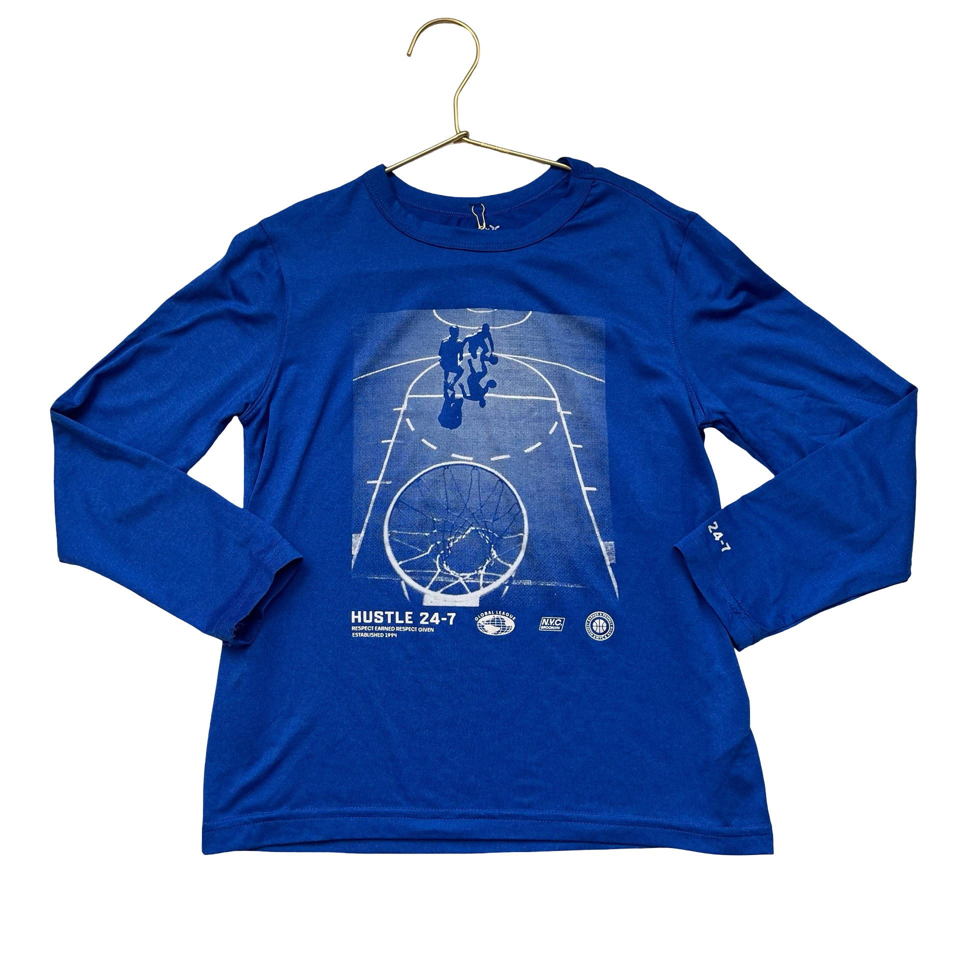 Old Navy Active Blue Basketball Graphic Shirt - Size S 6-7