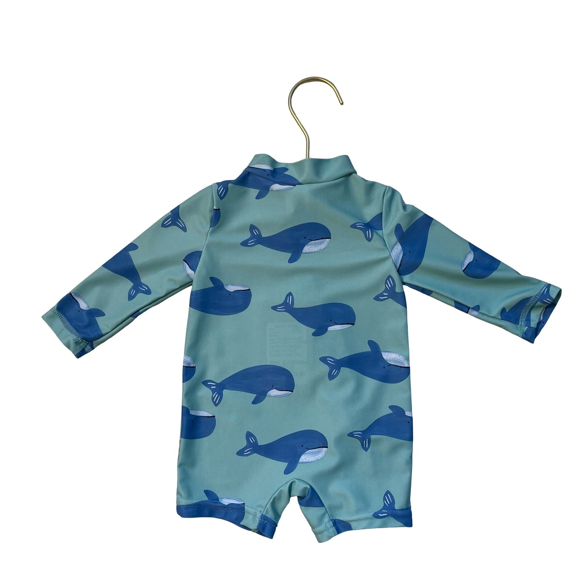 Carter's Teal & Blue Whale Print Swim Romper - Size 3 Mo