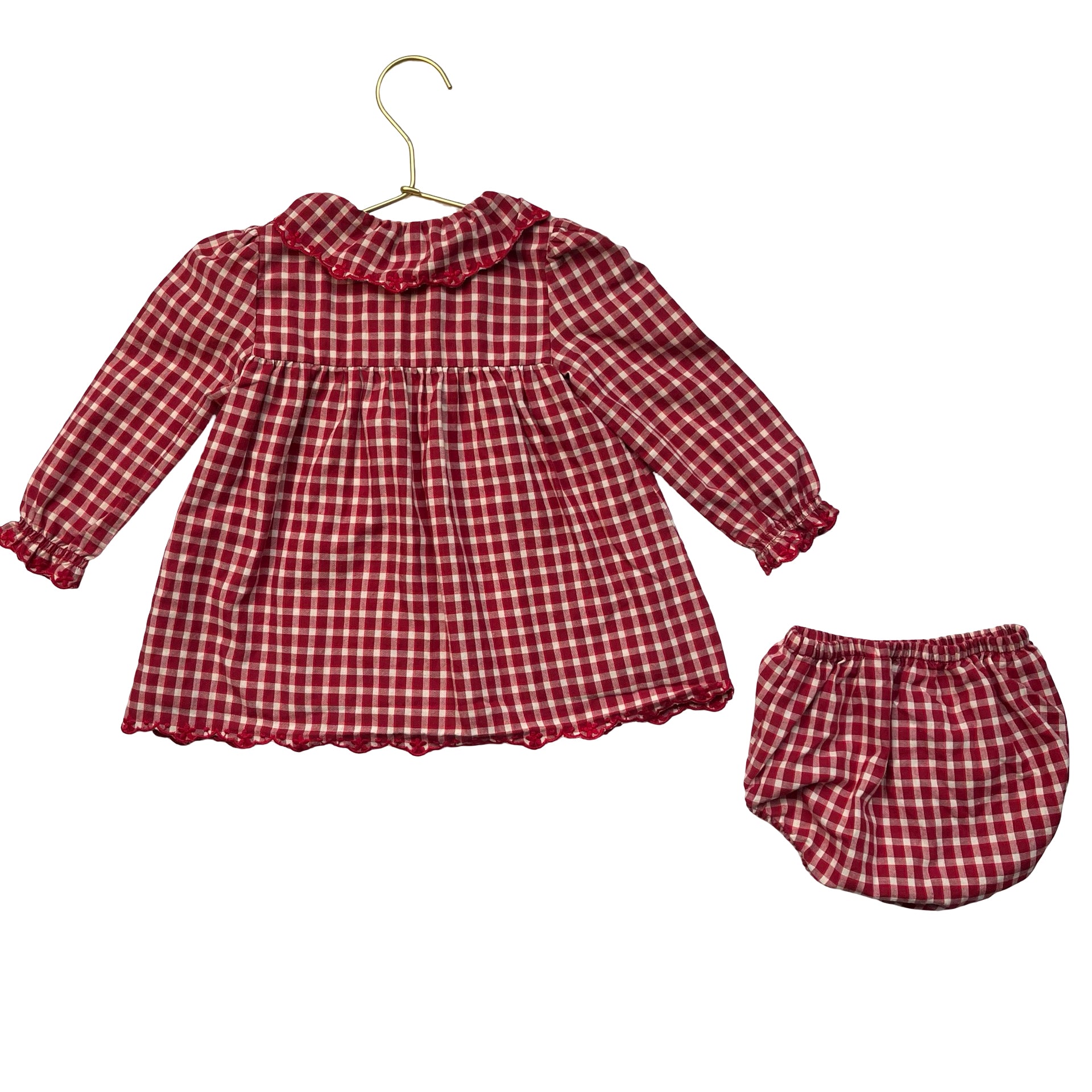 Zara Red & Ivory Plaid Dress & Bloomers - Size 9-12 Mo