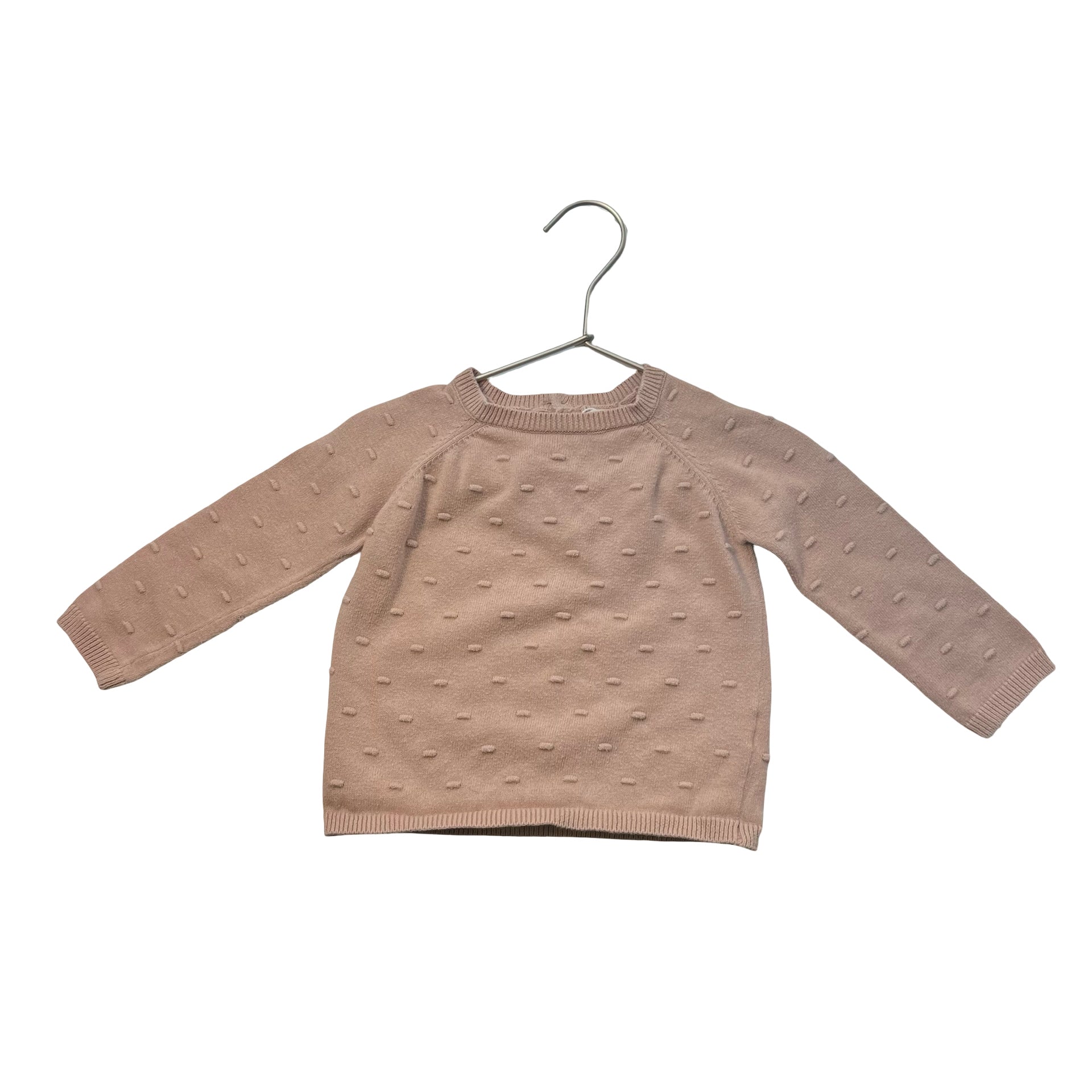 Quincy Mae Pale Peach Dot Cotton Sweater - Size 12-18 Mo