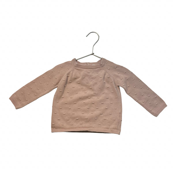 Quincy Mae Pale Peach Dot Cotton Sweater - Size 12-18 Mo