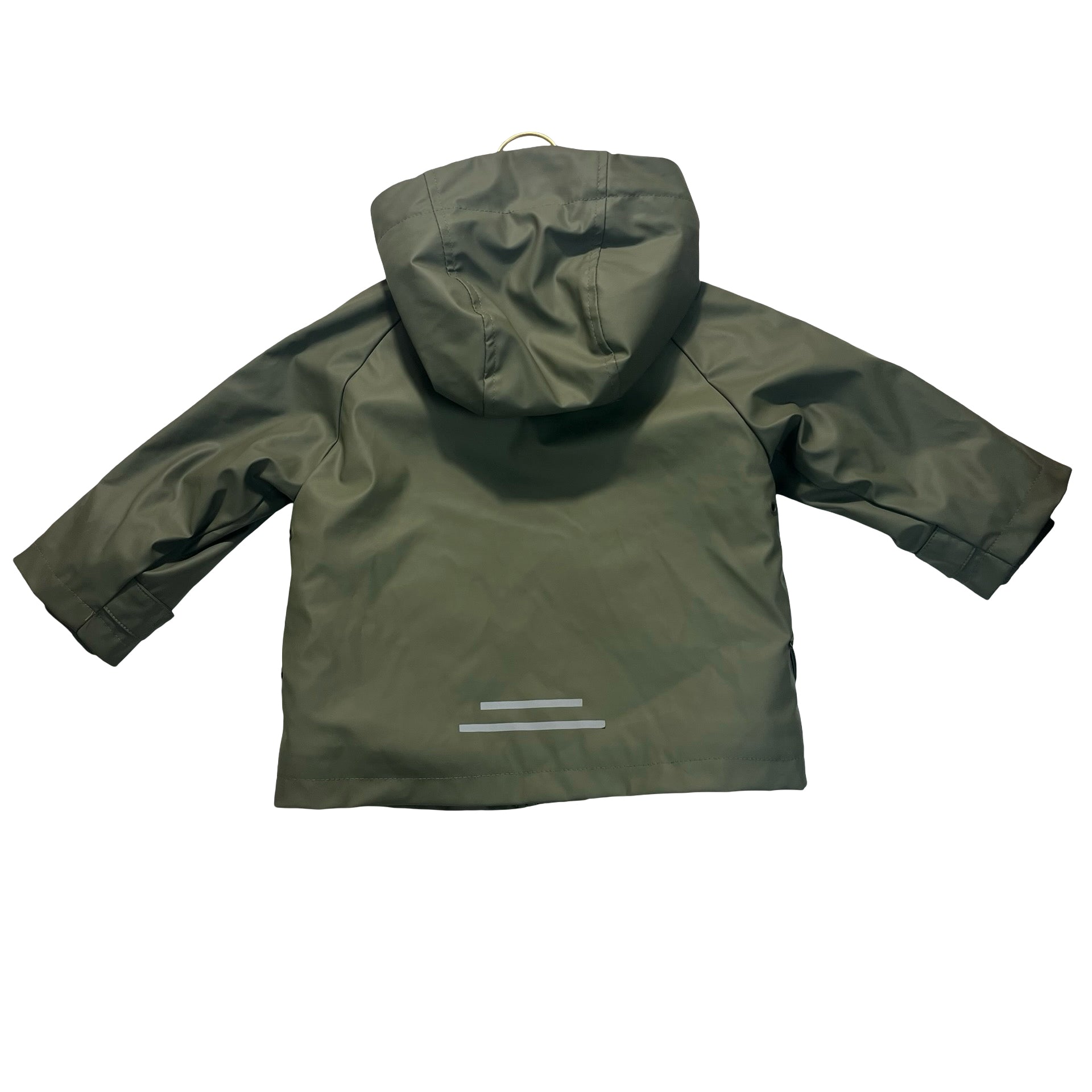 Zara Sherpa-Lined Olive Green Rain Jacket - Size 1.5Y