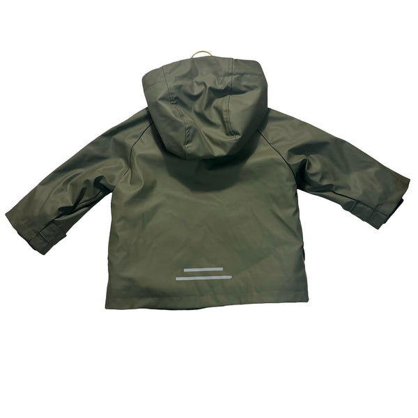 Zara Sherpa-Lined Olive Green Rain Jacket - Size 1.5Y