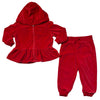 Ralph Lauren Red Velour Joggers & Zip-Up Hooded Sweatshirt Set - Size 18 Mo