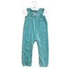JoJo Maman Bebe Teal Ribbed Velour Embroidered Mouse Overalls - Size 18-24 Mo
