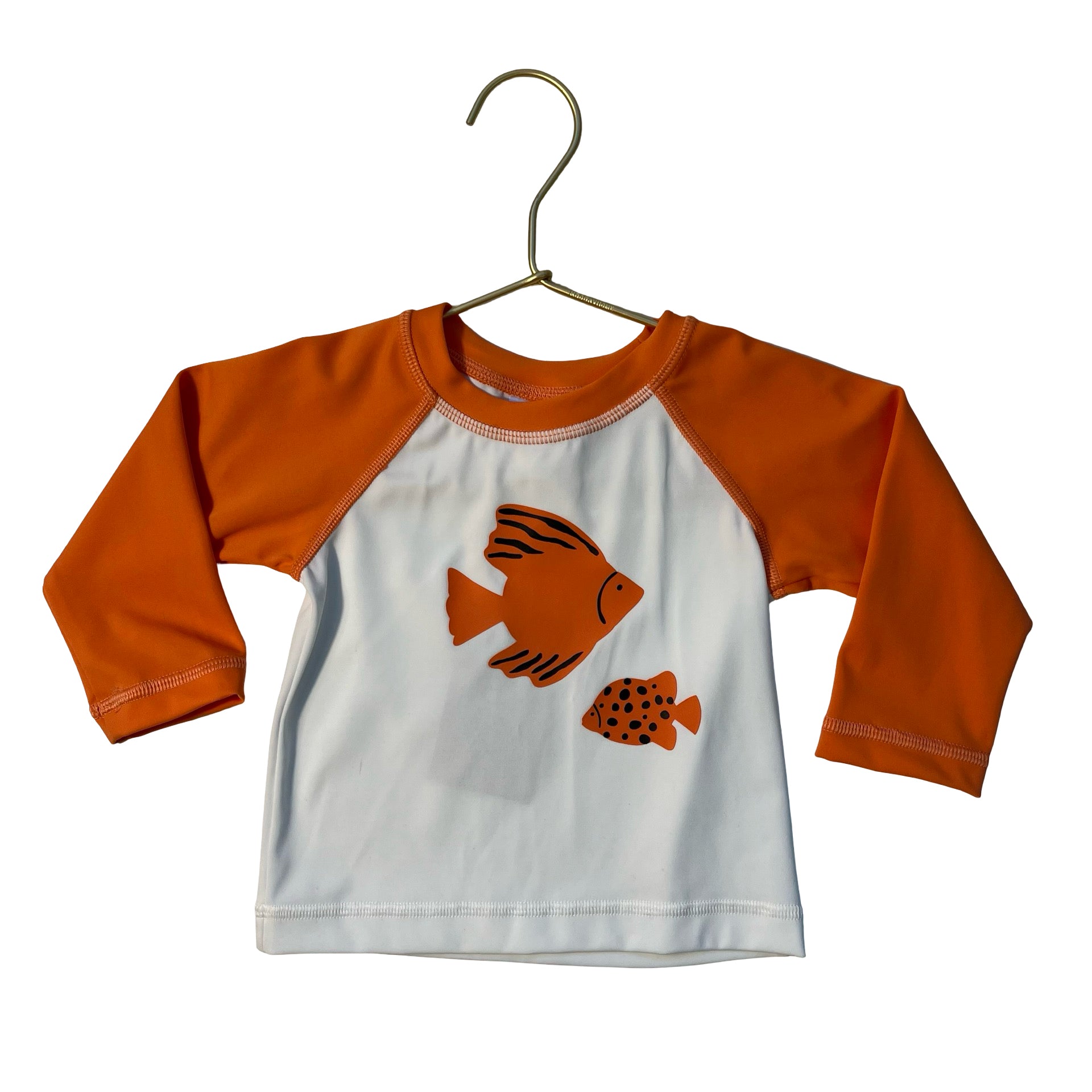 Hanna Andersson Orange & White Fish Graphic Rash Guard - Size 12-18 Mo