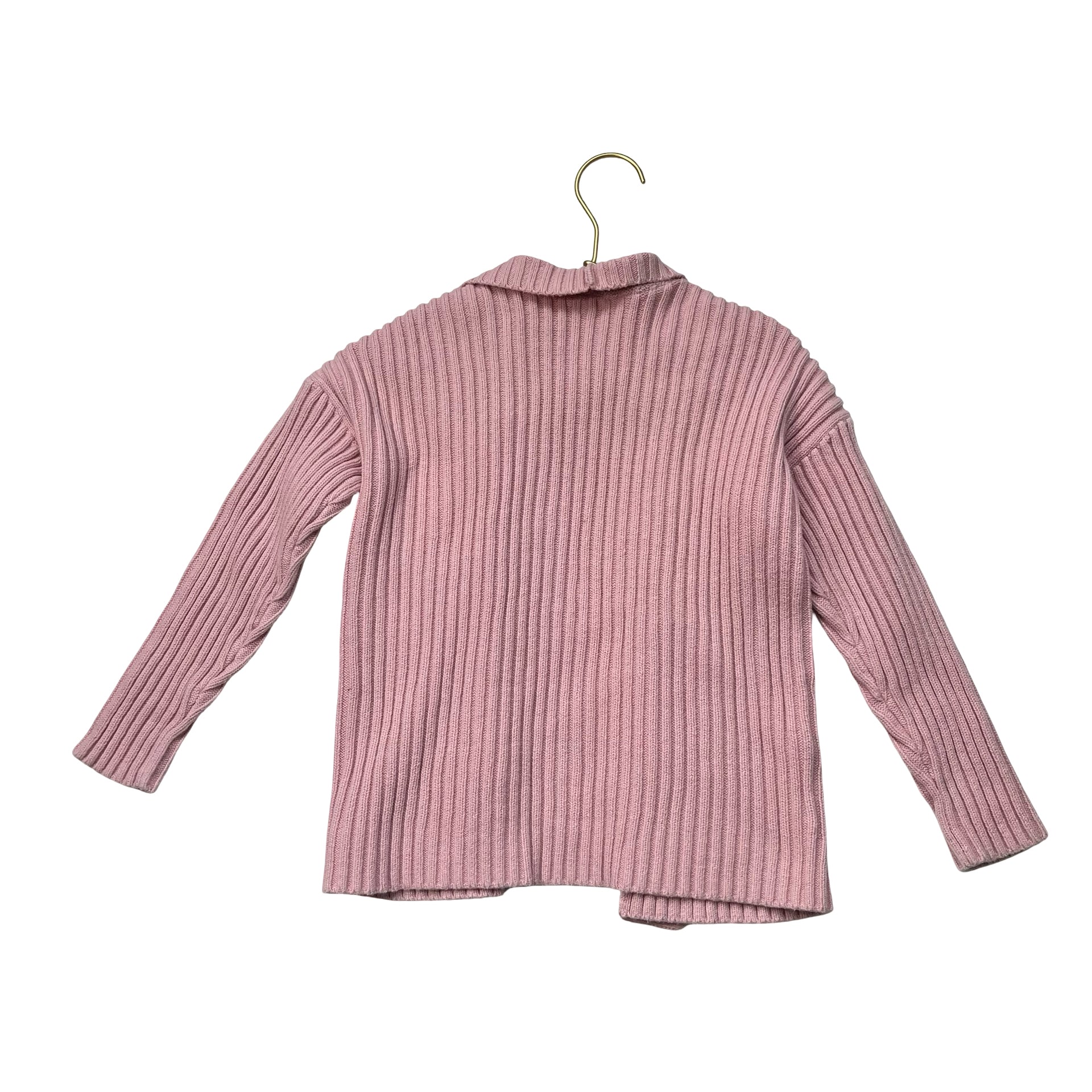 Gap Kids Pink Cotton Ribbed Open-Front Cardigan Sweater - Size S 6-7