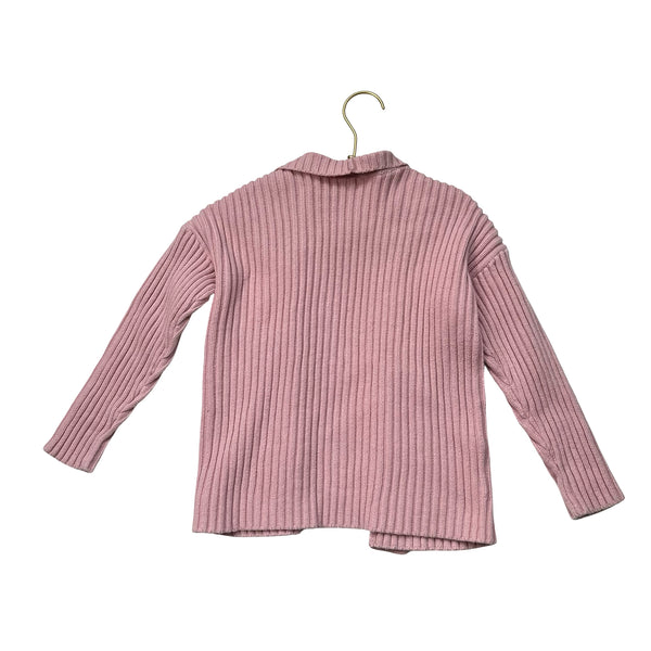 Gap Kids Pink Cotton Ribbed Open-Front Cardigan Sweater - Size S 6-7