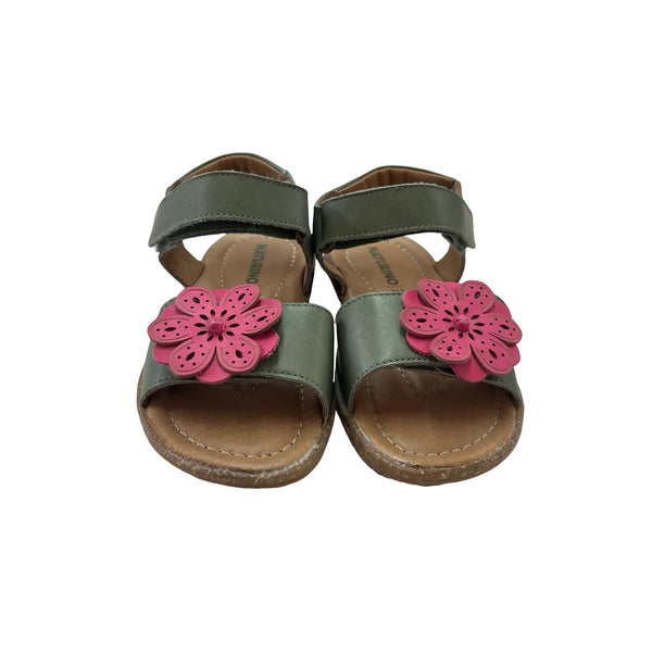 Naturino Green & Pink Flower Leather Sandals - Size 28 (11)