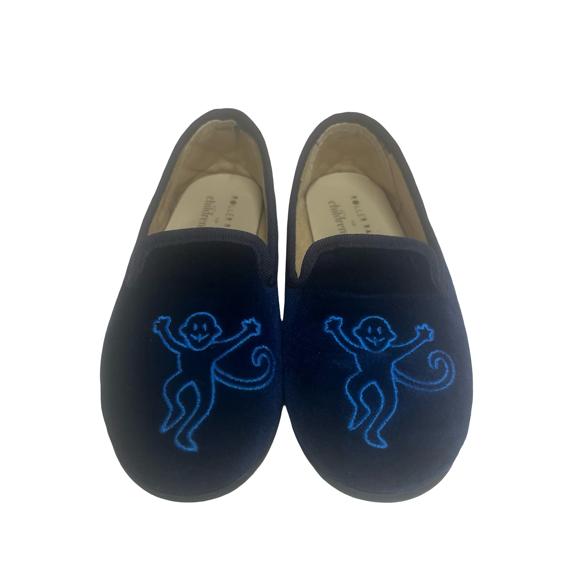 Childrenchic x Roller Rabbit Navy Velvet Logo Loafers - Size 28 (11)