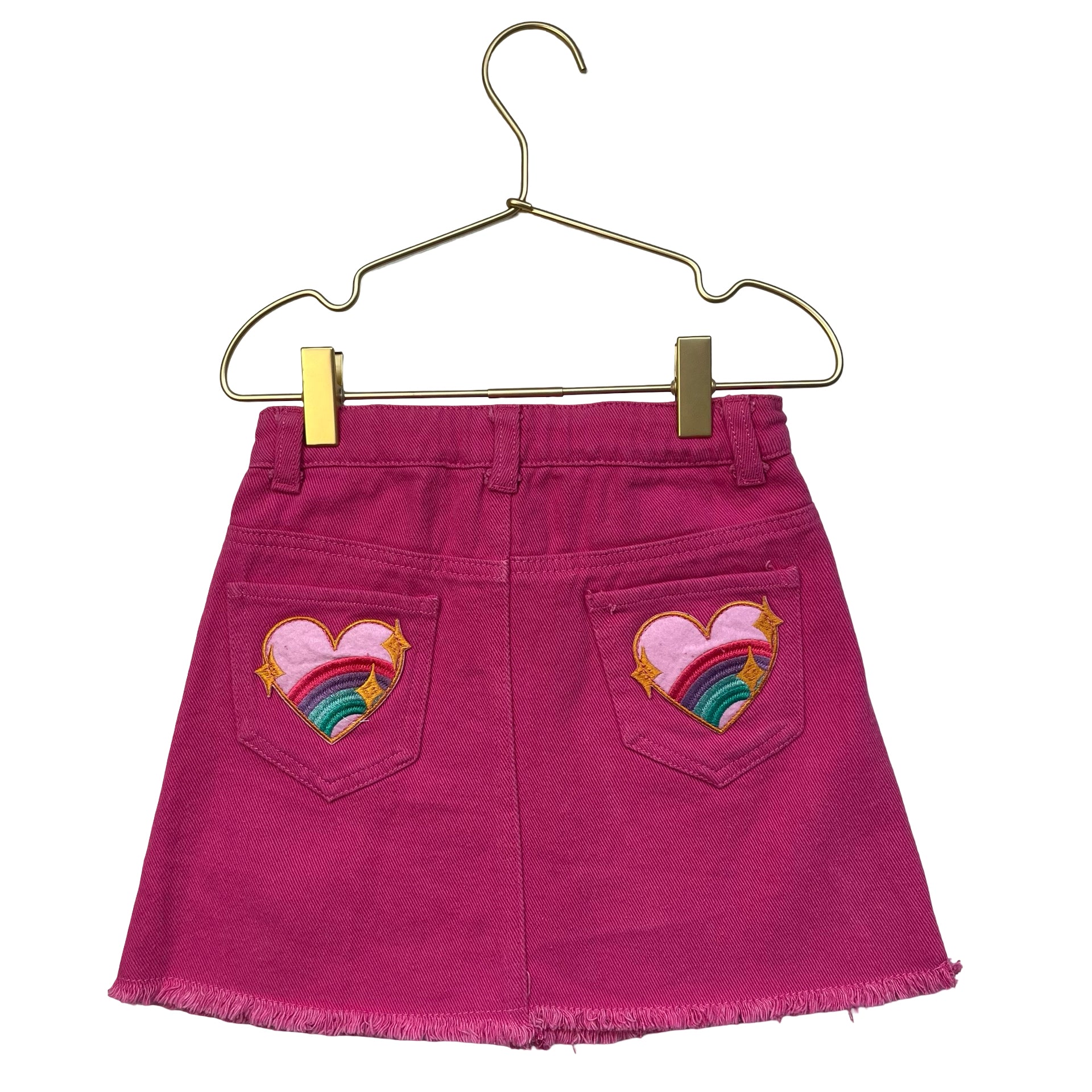 Lola & The Boys Pink Denim Patch Skirt - Size 6