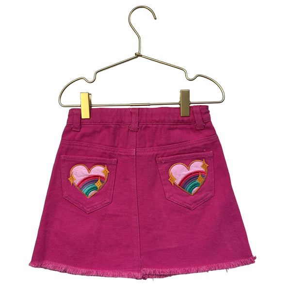 Lola & The Boys Pink Denim Patch Skirt - Size 6