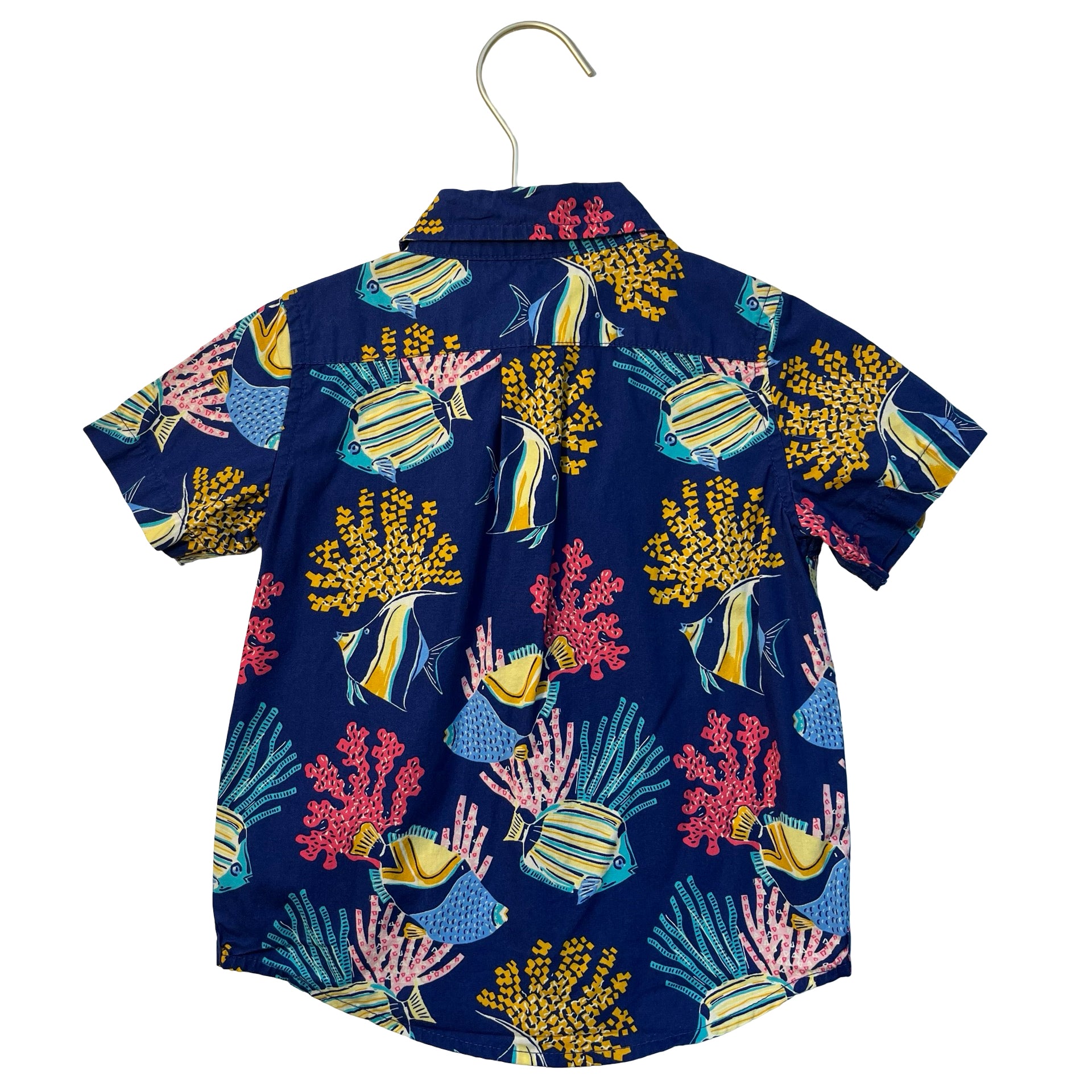 Janie and Jack Blue Fish & Coral Print Button Down Shirt - Size 2T