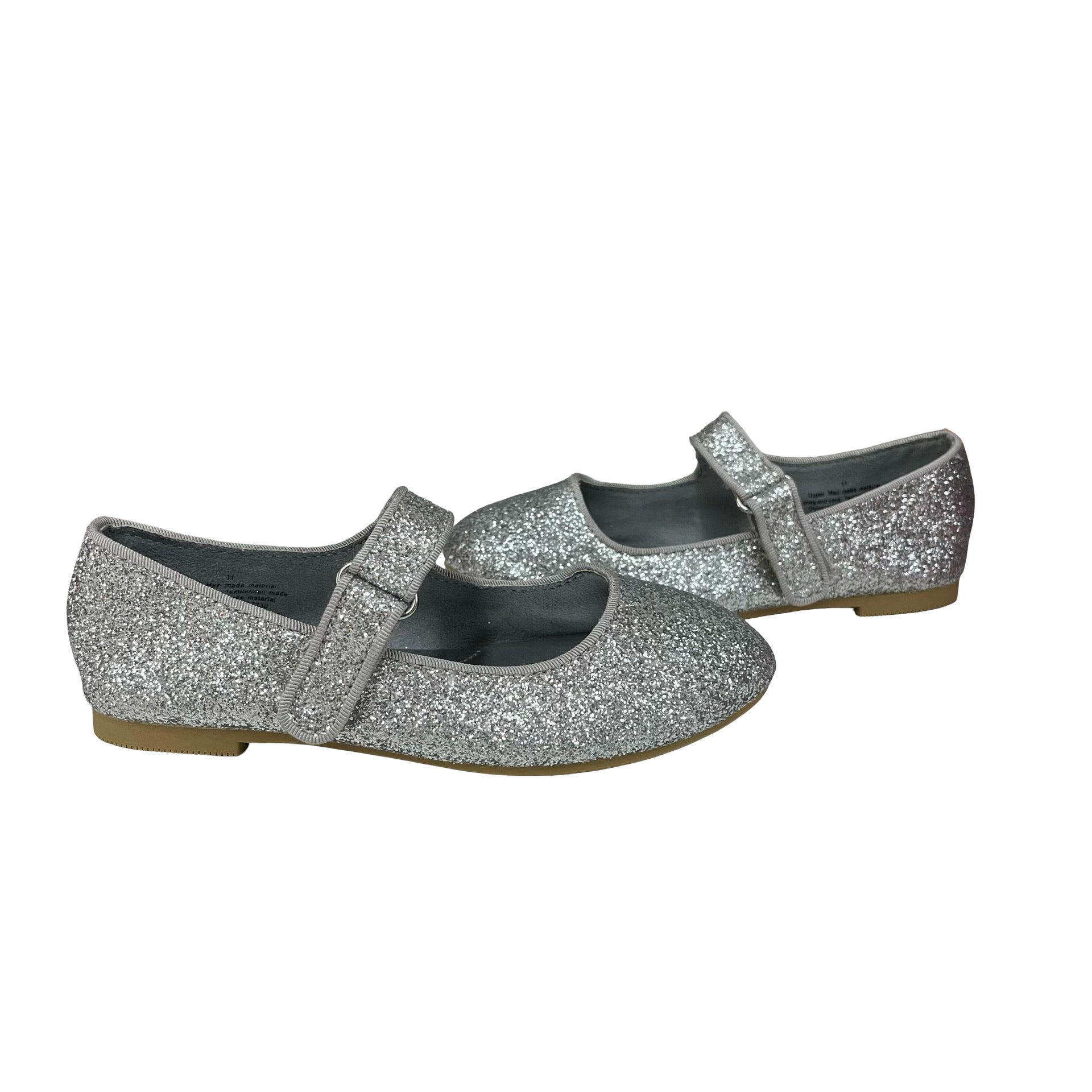 Cat & Jack Silver Glitter Mary Jane Shoes - Size 11