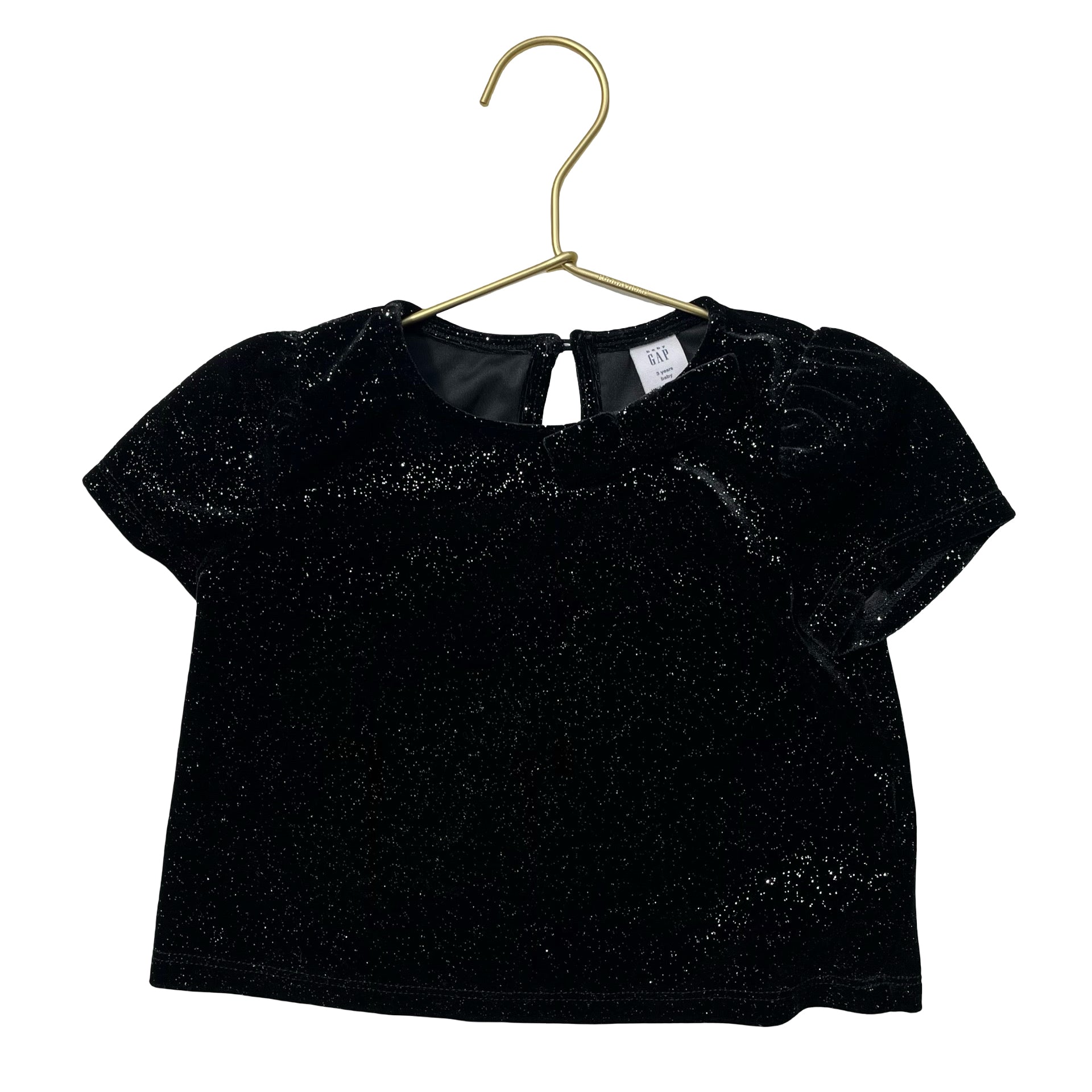 Baby Gap Black Velour Sparkle Top - Size 3