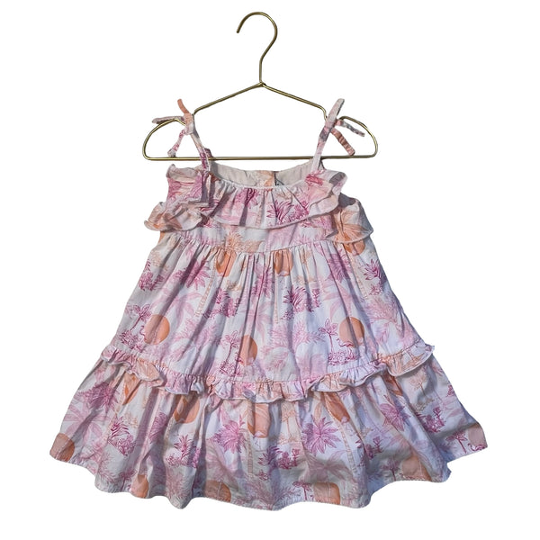 Janie and Jack x Serena Williams Peach & Pink Tropical Print Dress - Size 2T